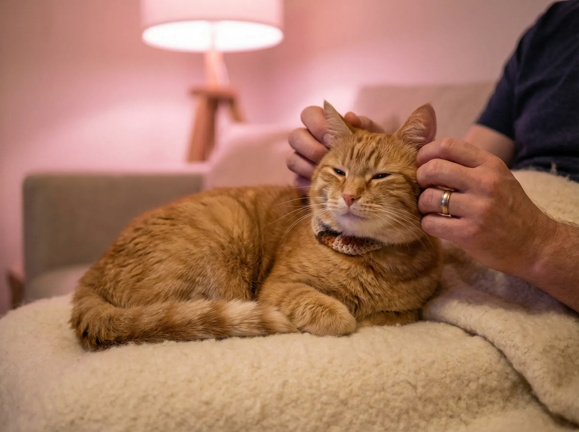 猫咪被温柔抚摸的幸福时刻 - 高洁高芳